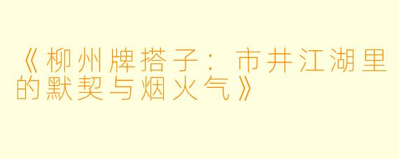 《柳州牌搭子:市井江湖里的默契与烟火气》