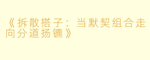 《拆散搭子：当默契组合走向分道扬镳》
