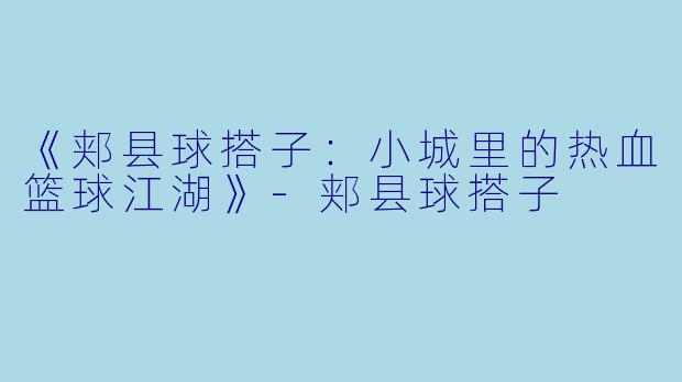 《郏县球搭子：小城里的热血篮球江湖》-郏县球搭子