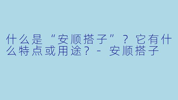 什么是“安顺搭子”?它有什么特点或用途?