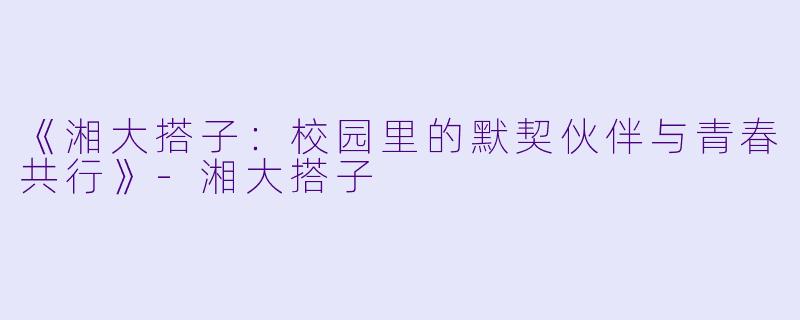 《湘大搭子：校园里的默契伙伴与青春共行》-湘大搭子