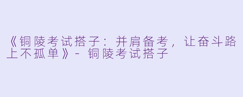 《铜陵考试搭子：并肩备考，让奋斗路上不孤单》-铜陵考试搭子