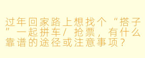 过年回家路上想找个“搭子”一起拼车/抢票，有什么靠谱的途径或注意事项？