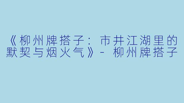 《柳州牌搭子：市井江湖里的默契与烟火气》-柳州牌搭子