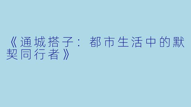 《通城搭子:都市生活中的默契同行者》