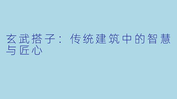 玄武搭子:传统建筑中的智慧与匠心