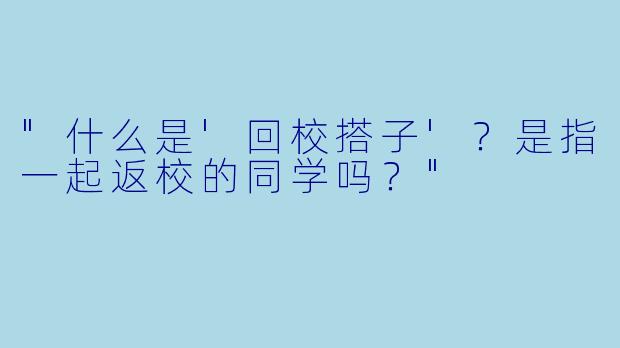 "什么是'回校搭子'?是指一起返校的同学吗?"