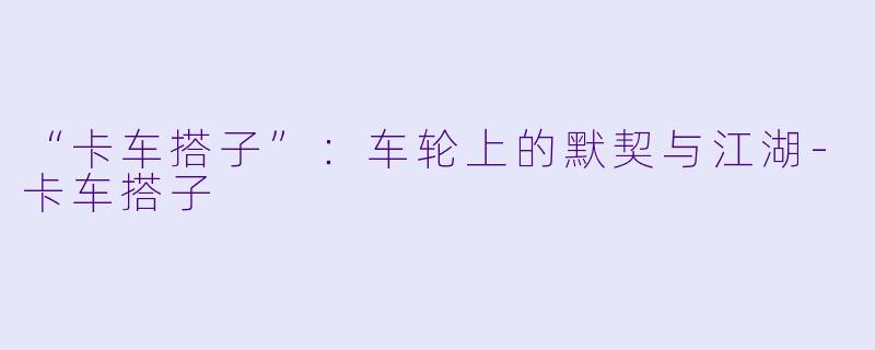 “卡车搭子”：车轮上的默契与江湖-卡车搭子