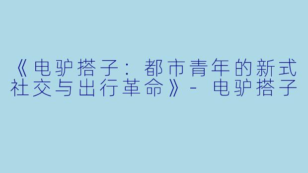 《电驴搭子：都市青年的新式社交与出行革命》-电驴搭子