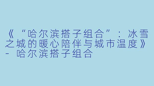 《“哈尔滨搭子组合”:冰雪之城的暖心陪伴与城市温度》-哈尔滨搭子组合