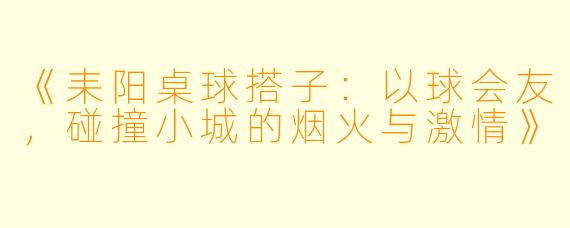 《耒阳桌球搭子:以球会友,碰撞小城的烟火与激情》