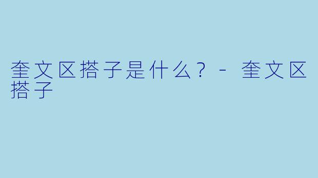 奎文区搭子是什么？