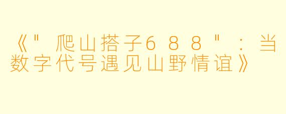 《"爬山搭子688":当数字代号遇见山野情谊》