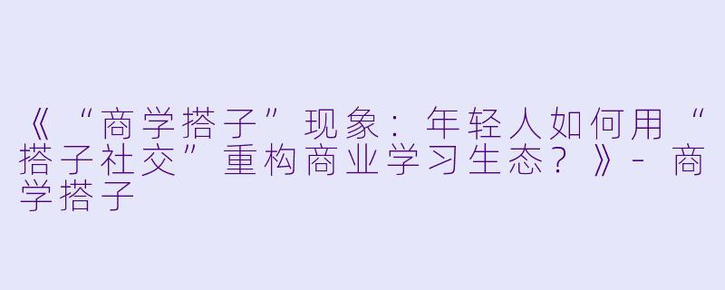 《“商学搭子”现象:年轻人如何用“搭子社交”重构商业学习生态?》-商学搭子