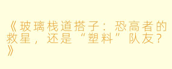 《玻璃栈道搭子：恐高者的救星，还是“塑料”队友？》