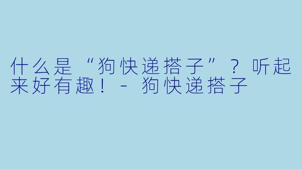什么是“狗快递搭子”？听起来好有趣！-狗快递搭子