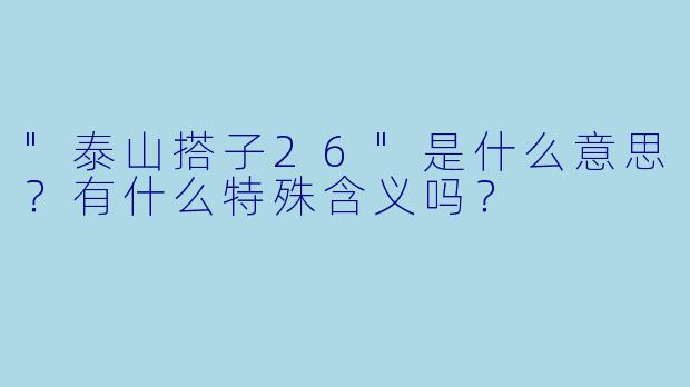 "泰山搭子26"是什么意思?有什么特殊含义吗?