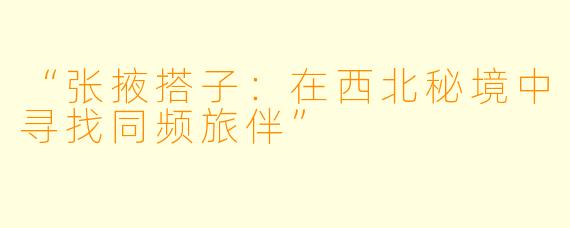 “张掖搭子：在西北秘境中寻找同频旅伴”