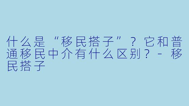 什么是“移民搭子”?它和普通移民中介有什么区别?