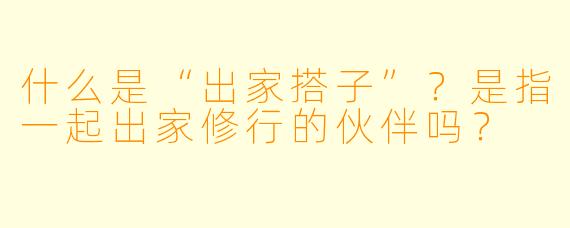 什么是“出家搭子”?是指一起出家修行的伙伴吗?