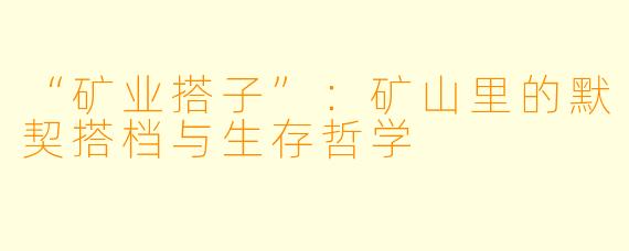 “矿业搭子”:矿山里的默契搭档与生存哲学