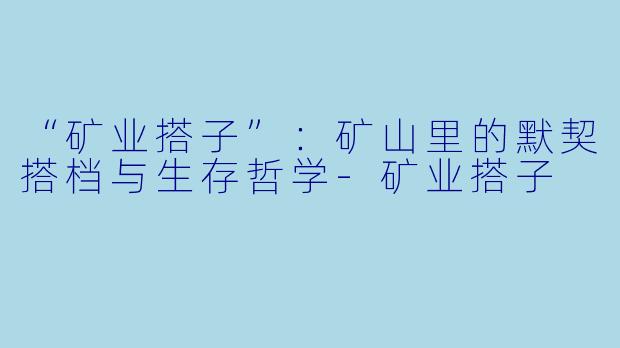 “矿业搭子”：矿山里的默契搭档与生存哲学-矿业搭子