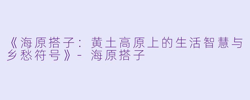 《海原搭子:黄土高原上的生活智慧与乡愁符号》-海原搭子