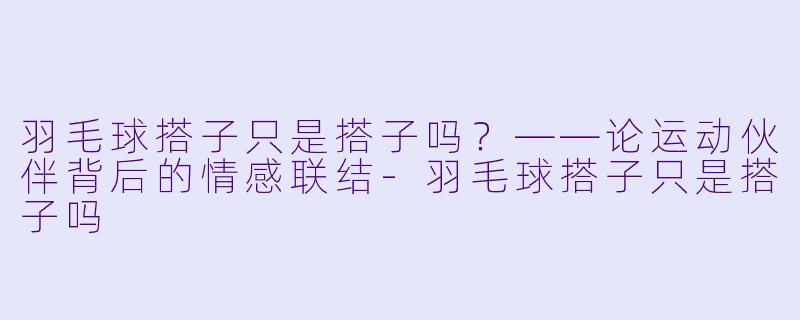 羽毛球搭子只是搭子吗?——论运动伙伴背后的情感联结-羽毛球搭子只是搭子吗