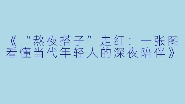 《“熬夜搭子”走红:一张图看懂当代年轻人的深夜陪伴》
