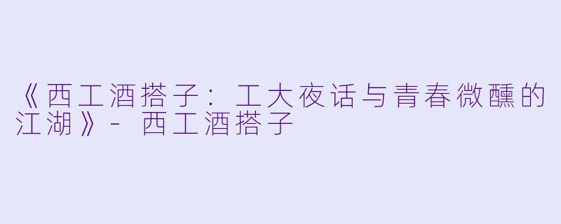 《西工酒搭子：工大夜话与青春微醺的江湖》-西工酒搭子