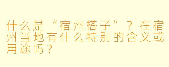 什么是“宿州搭子”？在宿州当地有什么特别的含义或用途吗？