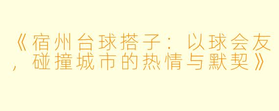 《宿州台球搭子:以球会友,碰撞城市的热情与默契》