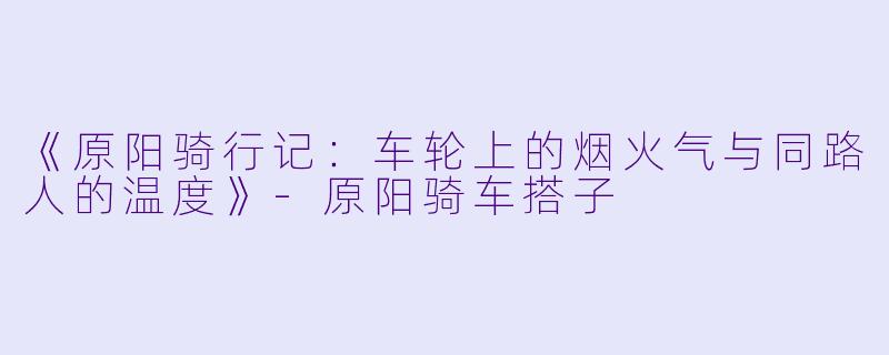 《原阳骑行记：车轮上的烟火气与同路人的温度》-原阳骑车搭子