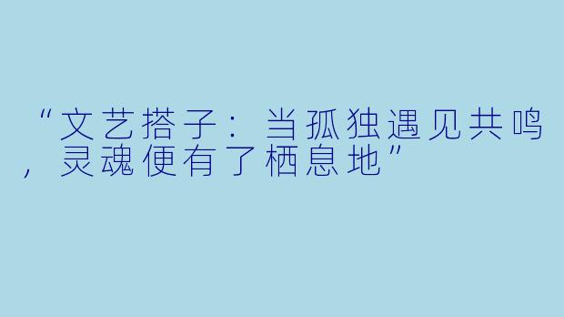 “文艺搭子:当孤独遇见共鸣,灵魂便有了栖息地”