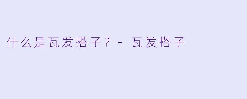 什么是瓦发搭子?