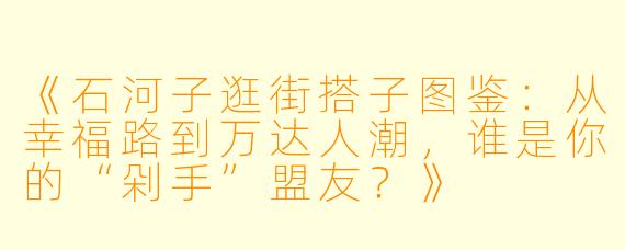 《石河子逛街搭子图鉴:从幸福路到万达人潮,谁是你的“剁手”盟友?》
