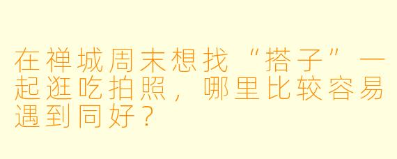 在禅城周末想找“搭子”一起逛吃拍照，哪里比较容易遇到同好？