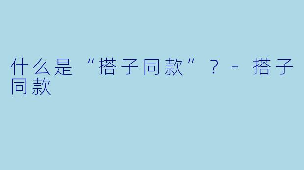 什么是“搭子同款”？