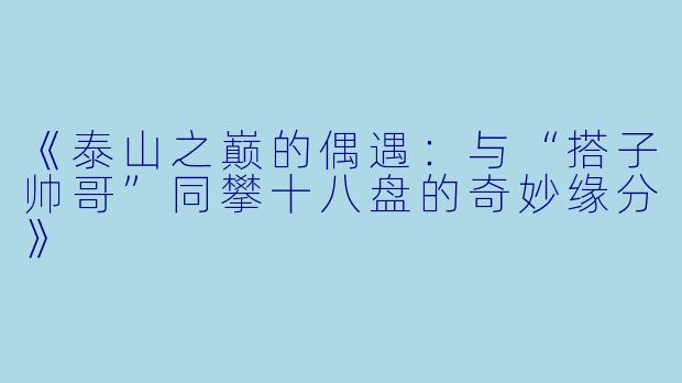 《泰山之巅的偶遇：与“搭子帅哥”同攀十八盘的奇妙缘分》
