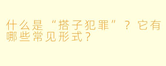 什么是“搭子犯罪”？它有哪些常见形式？
