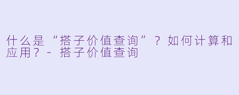 什么是“搭子价值查询”？如何计算和应用？
