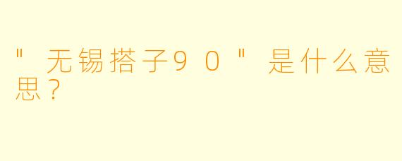 "无锡搭子90"是什么意思?