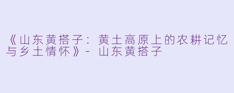 《山东黄搭子：黄土高原上的农耕记忆与乡土情怀》-山东黄搭子