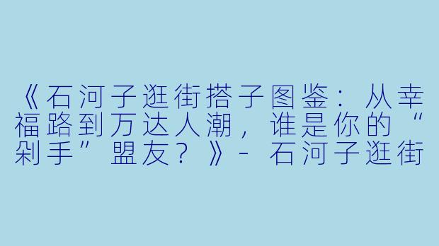 《石河子逛街搭子图鉴:从幸福路到万达人潮,谁是你的“剁手”盟友?》-石河子逛街搭子