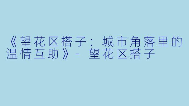 《望花区搭子：城市角落里的温情互助》-望花区搭子