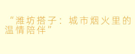 “潍坊搭子：城市烟火里的温情陪伴”