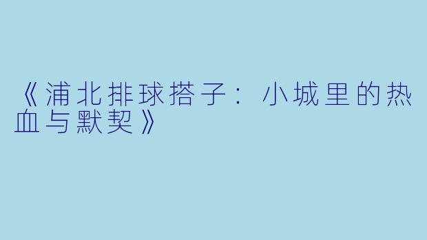 《浦北排球搭子：小城里的热血与默契》