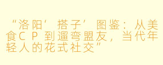 “洛阳‘搭子’图鉴：从美食CP到遛弯盟友，当代年轻人的花式社交”