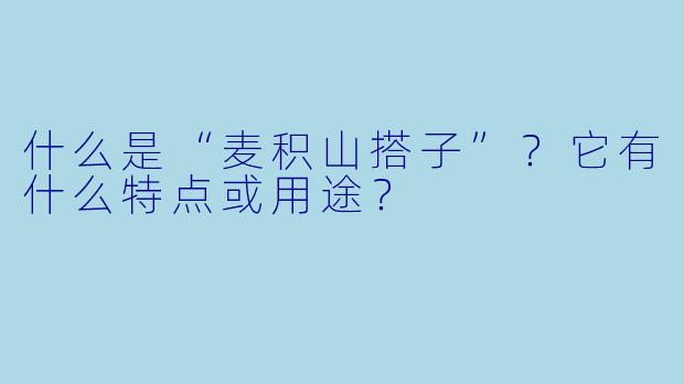 什么是“麦积山搭子”？它有什么特点或用途？