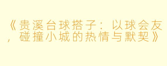 《贵溪台球搭子：以球会友，碰撞小城的热情与默契》